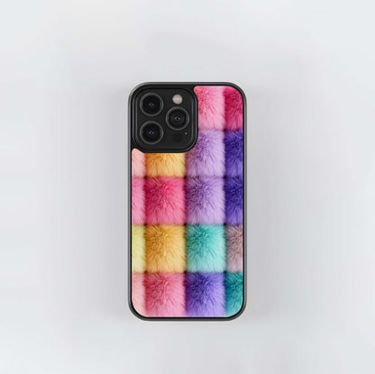 Pastel Faux Fur Grid Glass Case