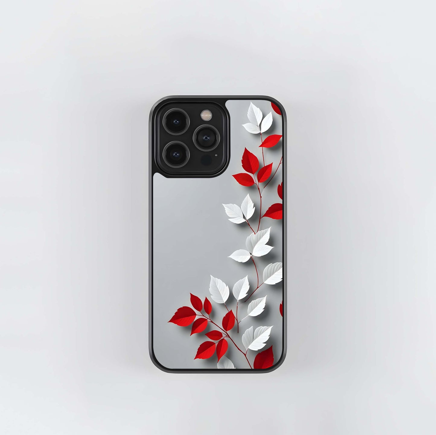 Crimson and Ivory Paper Vines Glass Case