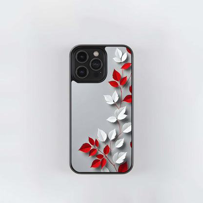 Crimson and Ivory Paper Vines Glass Case