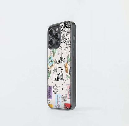 Explore the World Travel Stamps Glass Case