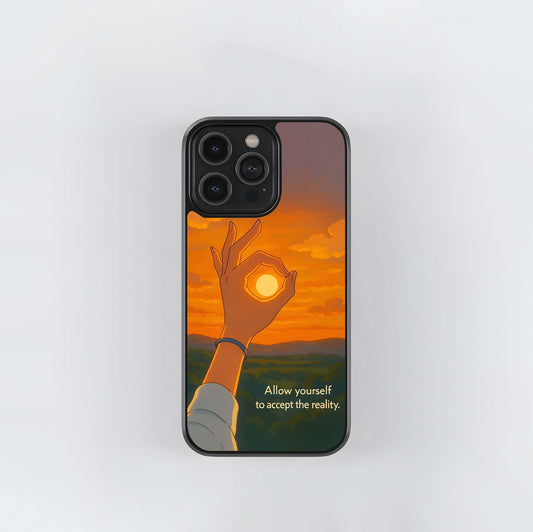 Hand Holding  Quote Glass Case