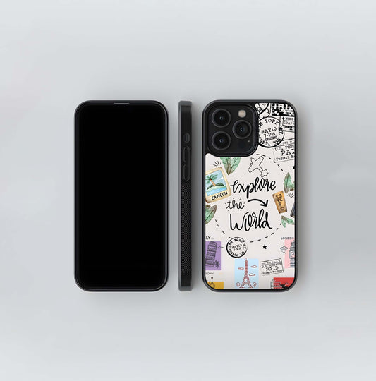 Explore the World Travel Stamps Glass Case
