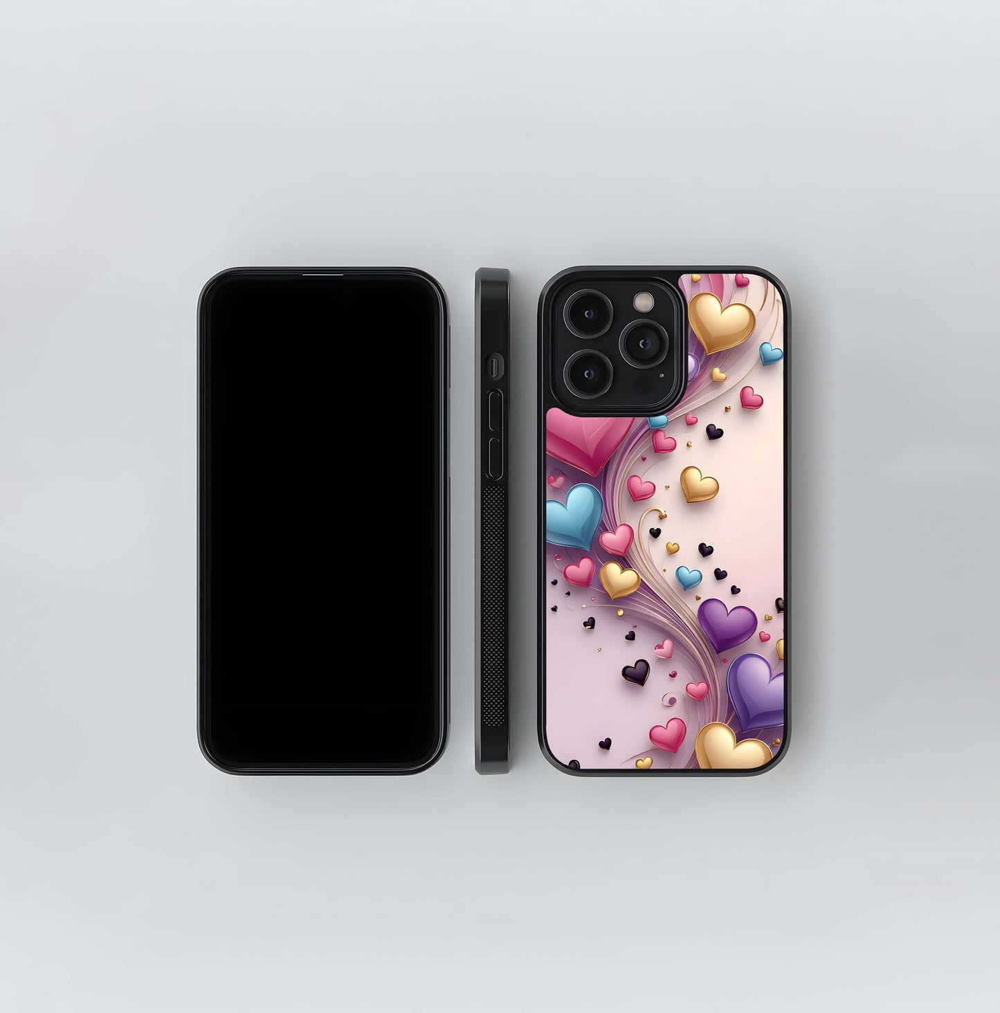 Pastel Heart Stream Glass Case