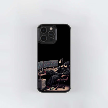 TraderHacker at Desk Glass Case