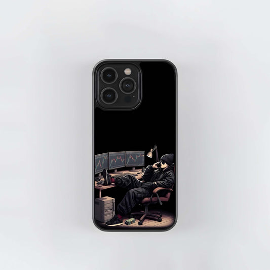 TraderHacker at Desk Glass Case