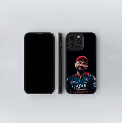 Virat Kohli RCB Smile Portrait Glass Case