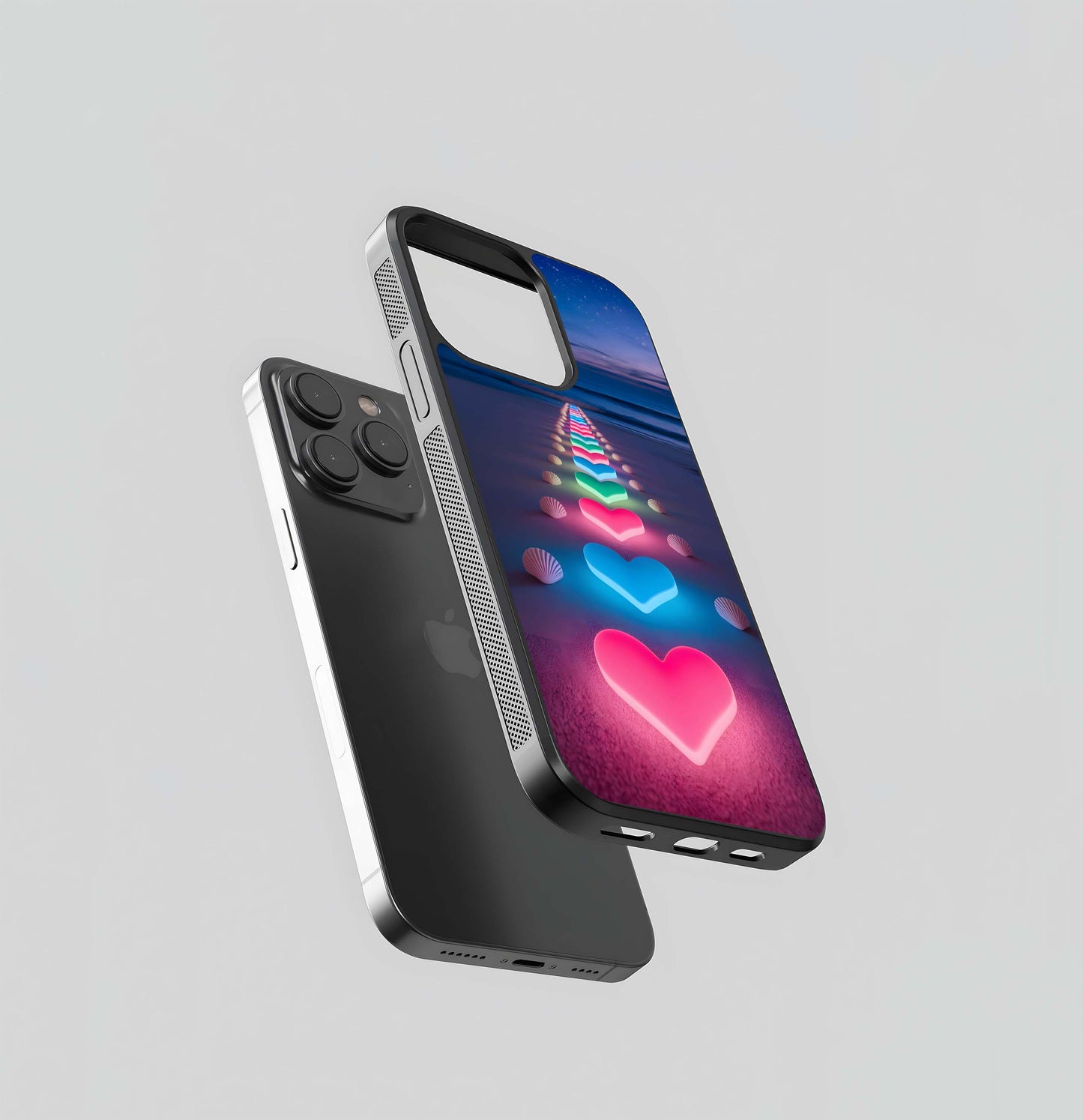 Pathway of Neon Hearts Glass Case