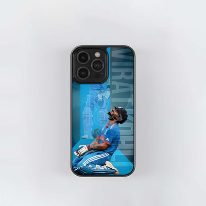 Virat Kohli Triumphant Blue Glass Case