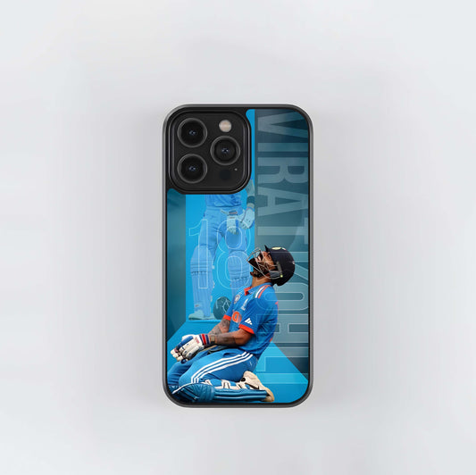 Virat Kohli Triumphant Blue Glass Case