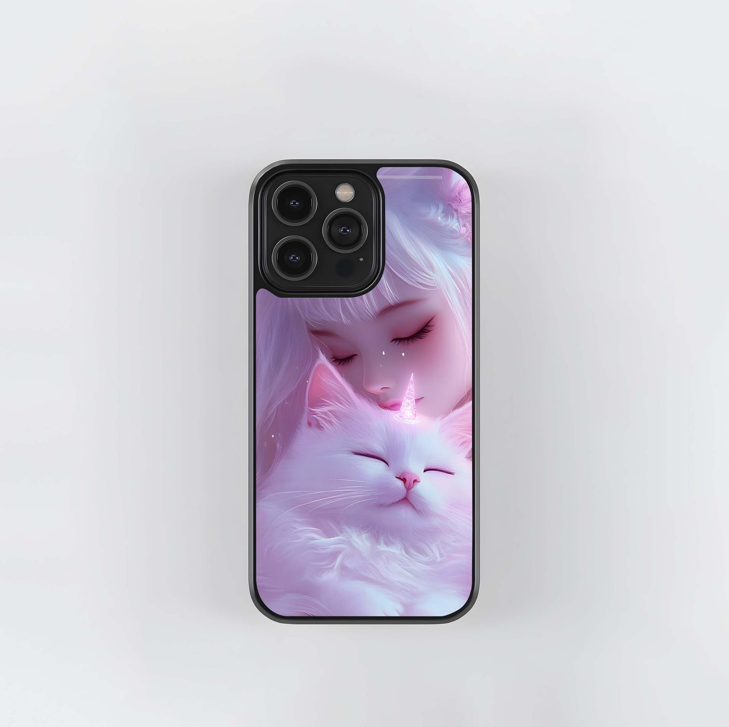 Unicorn Cat Cuddle Glass Case