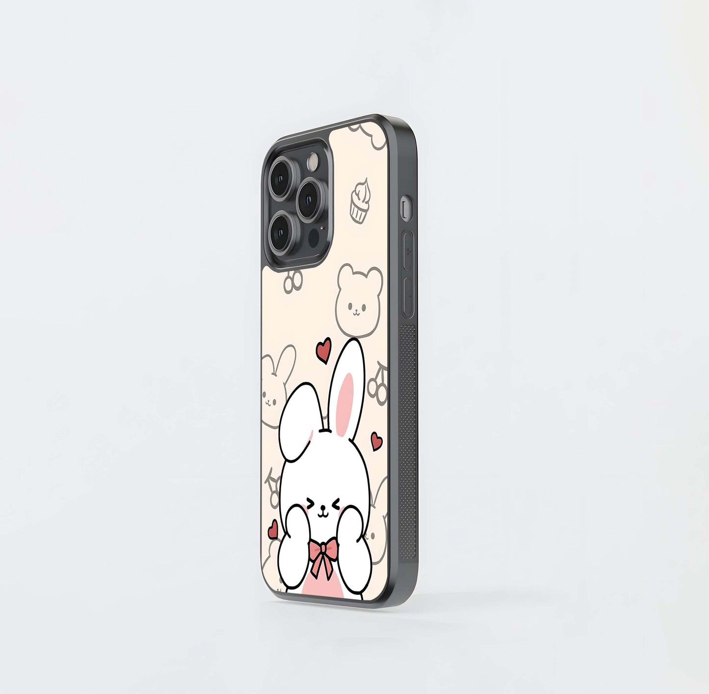 Kawaii Bunny & Cupcake Doodles Glass Case