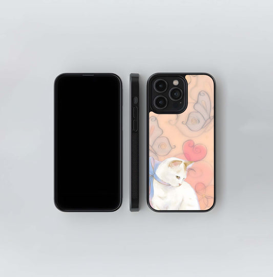 Aesthetic Shy Cat Glass Case
