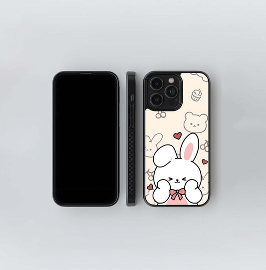 Kawaii Bunny & Cupcake Doodles Glass Case