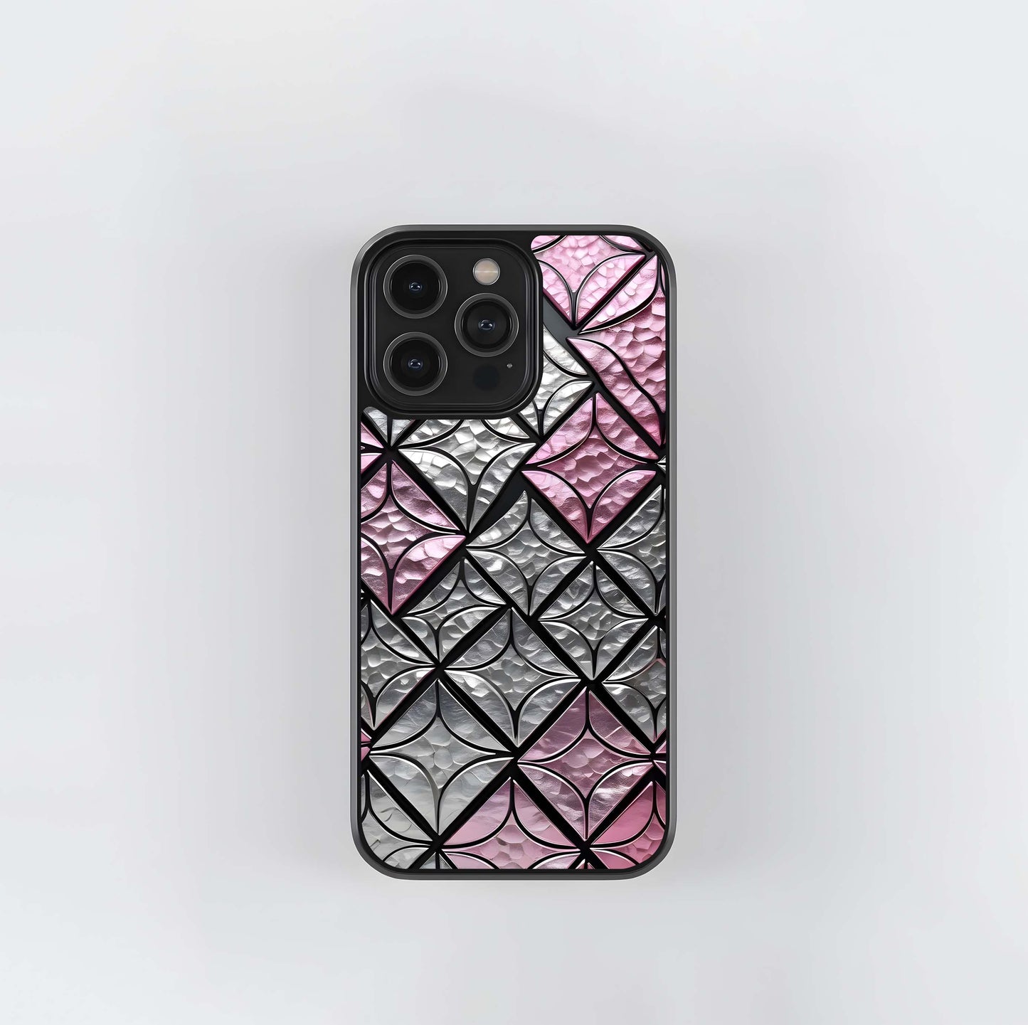 Pink & Chrome Mosaic Glass Case