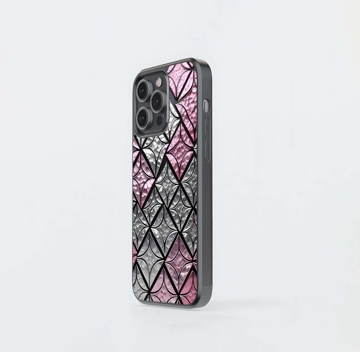 Pink & Chrome Mosaic Glass Case