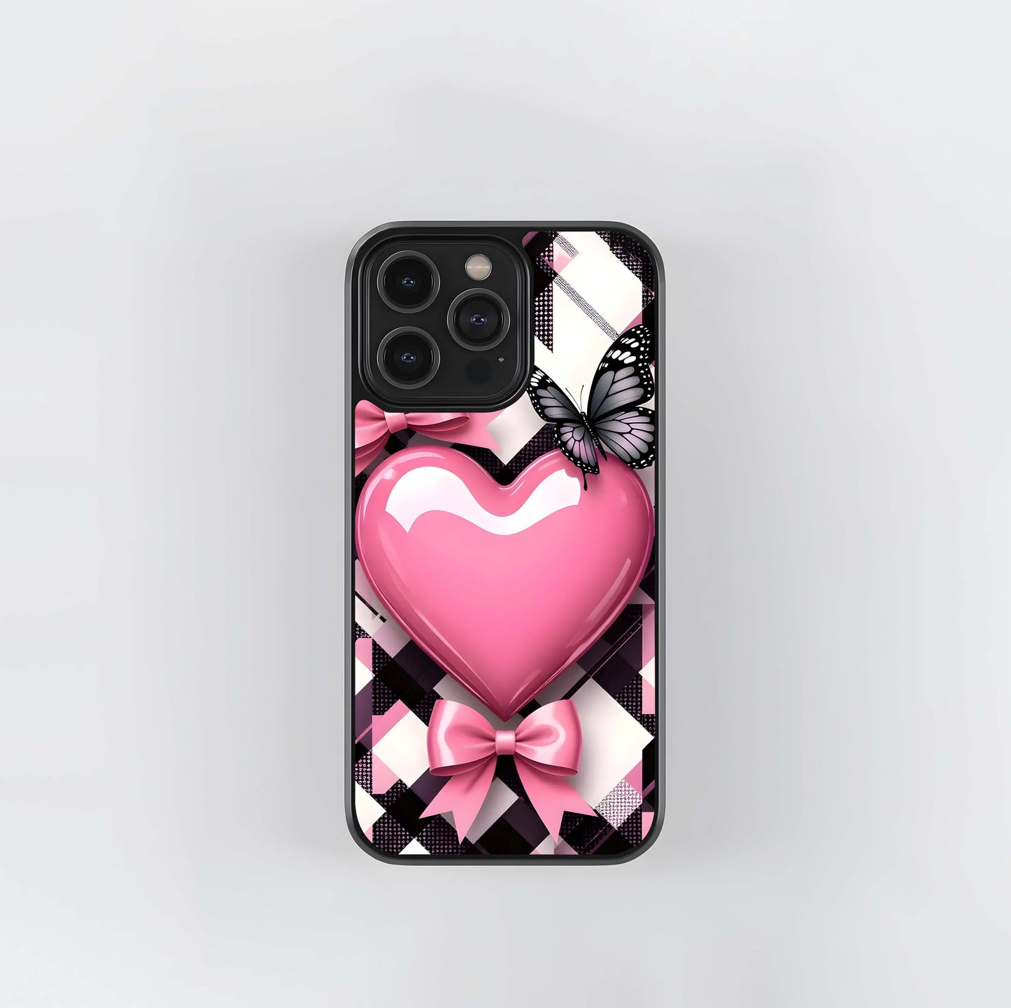 Pink & Plaid Glam Glass Case