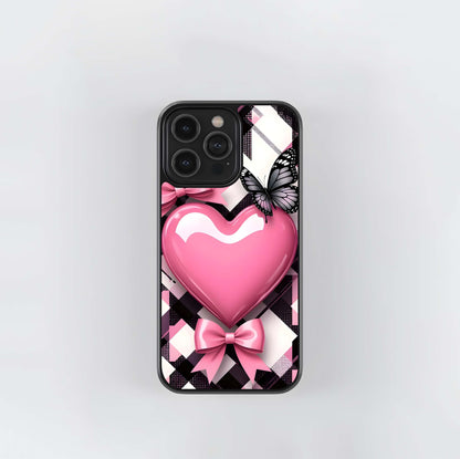 Pink & Plaid Glam Glass Case