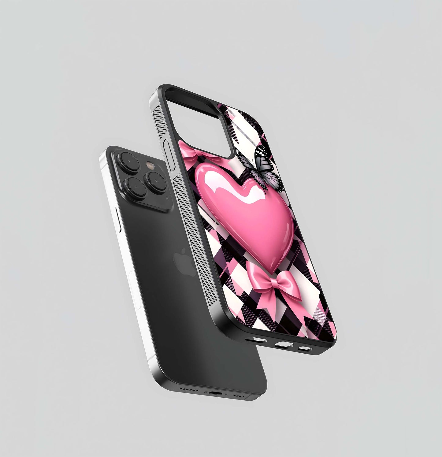 Pink & Plaid Glam Glass Case