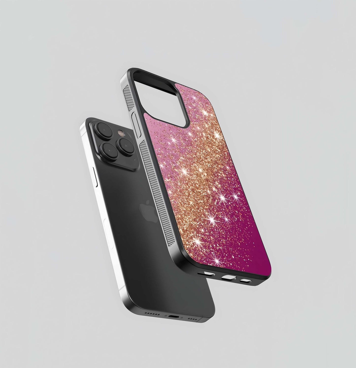 Pink and Gold Glitter Sparkle Gradient Glass Case