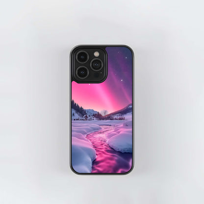 Pink Aurora Winter Stream Glass Case