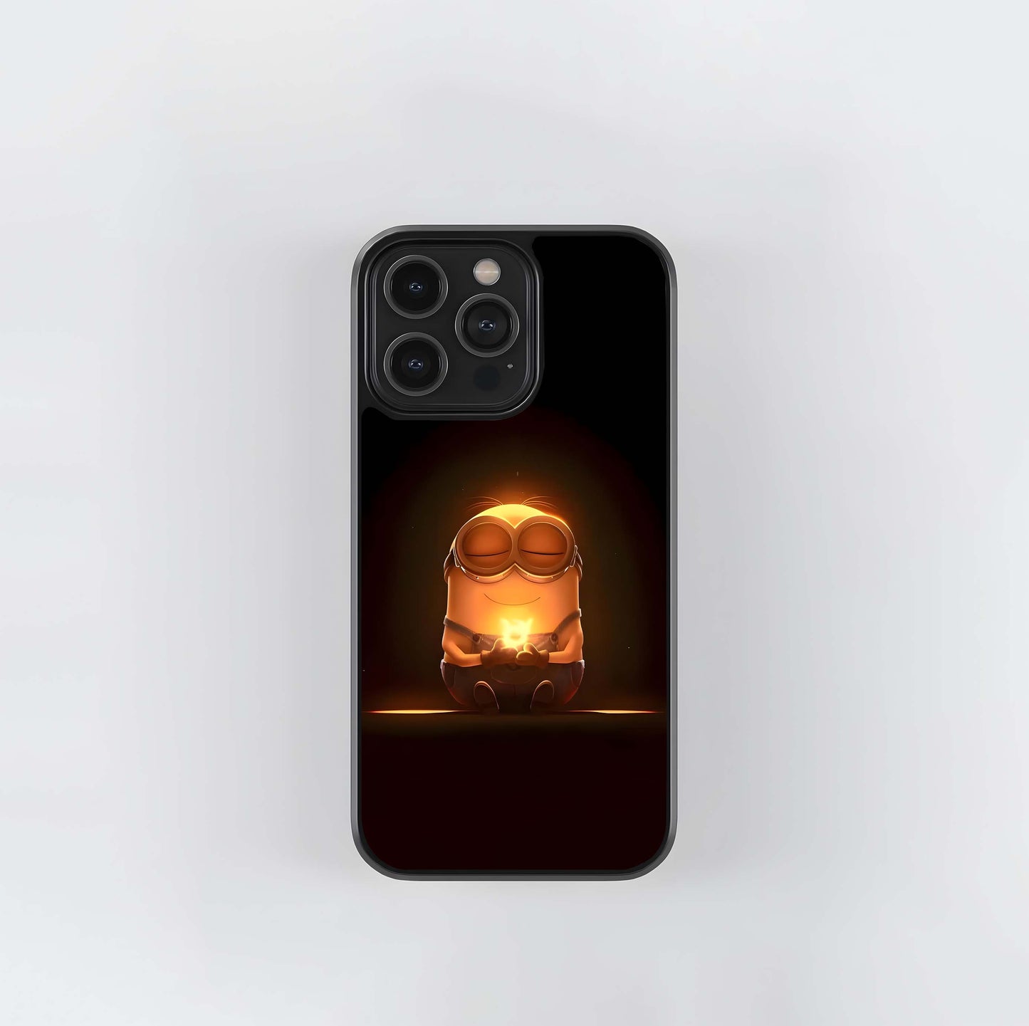 Meditating Minion with Glowing Ember Glass Case