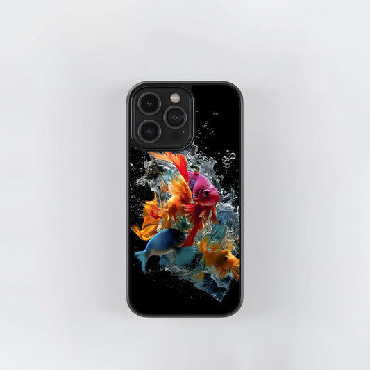 Vibrant Fish in Water Splash Glass Case
