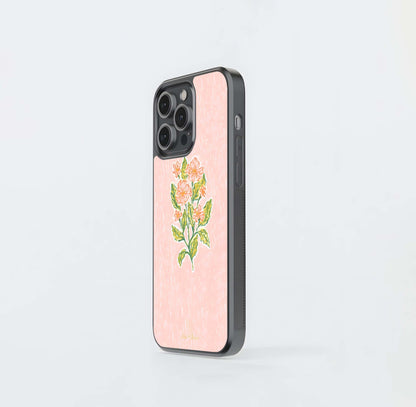 Peach Gingham Bouquet Glass Case