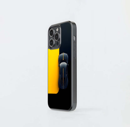 Black & Yellow Supercar View Glass Case