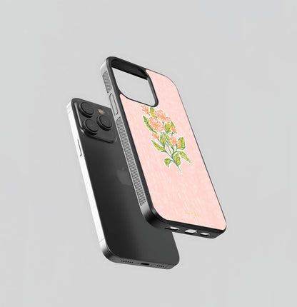 Peach Gingham Bouquet Glass Case