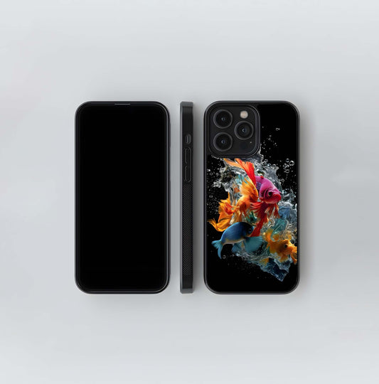 Vibrant Fish in Water Splash Glass Case