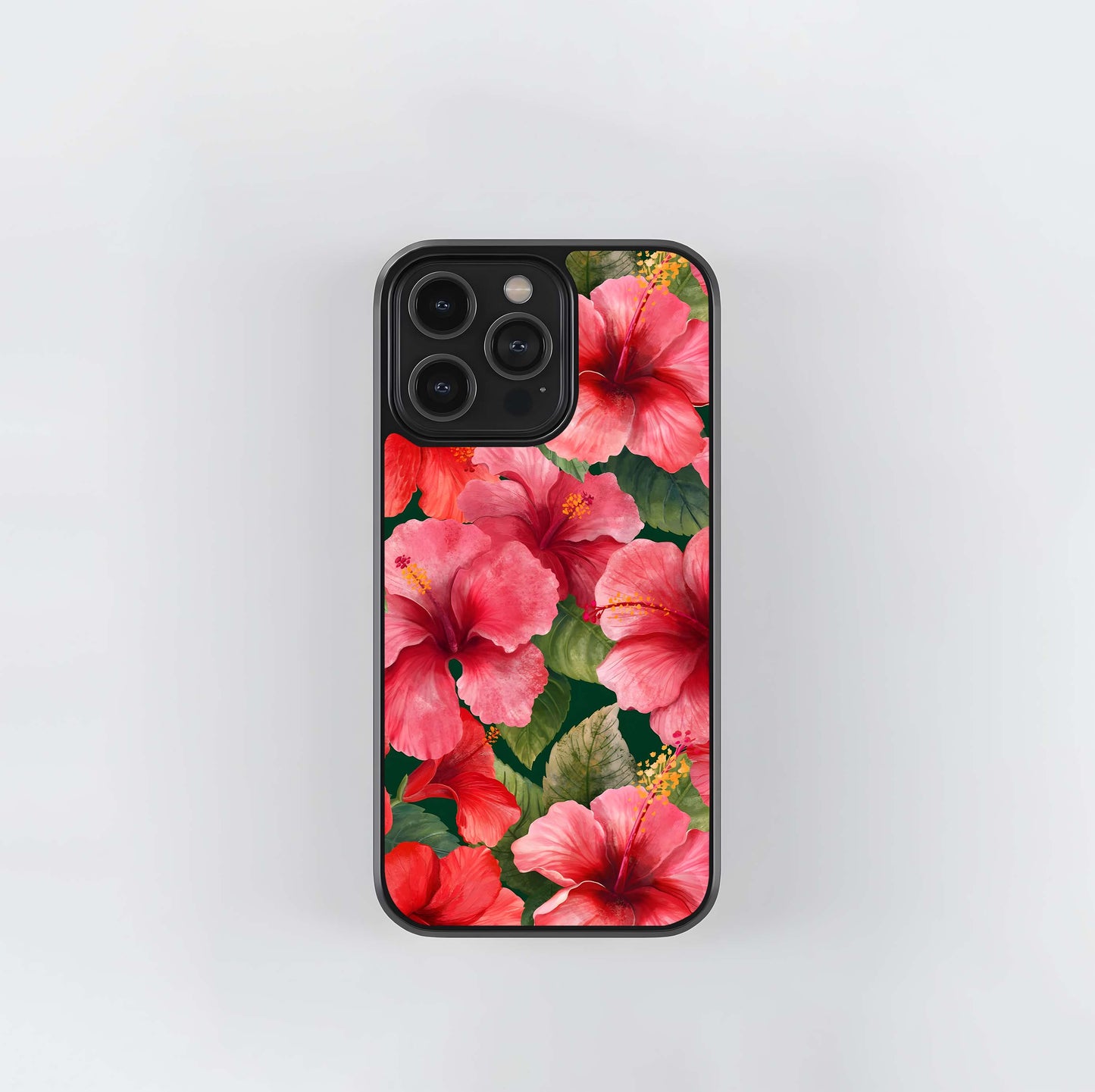 Hibiscus Pattern Glass Case