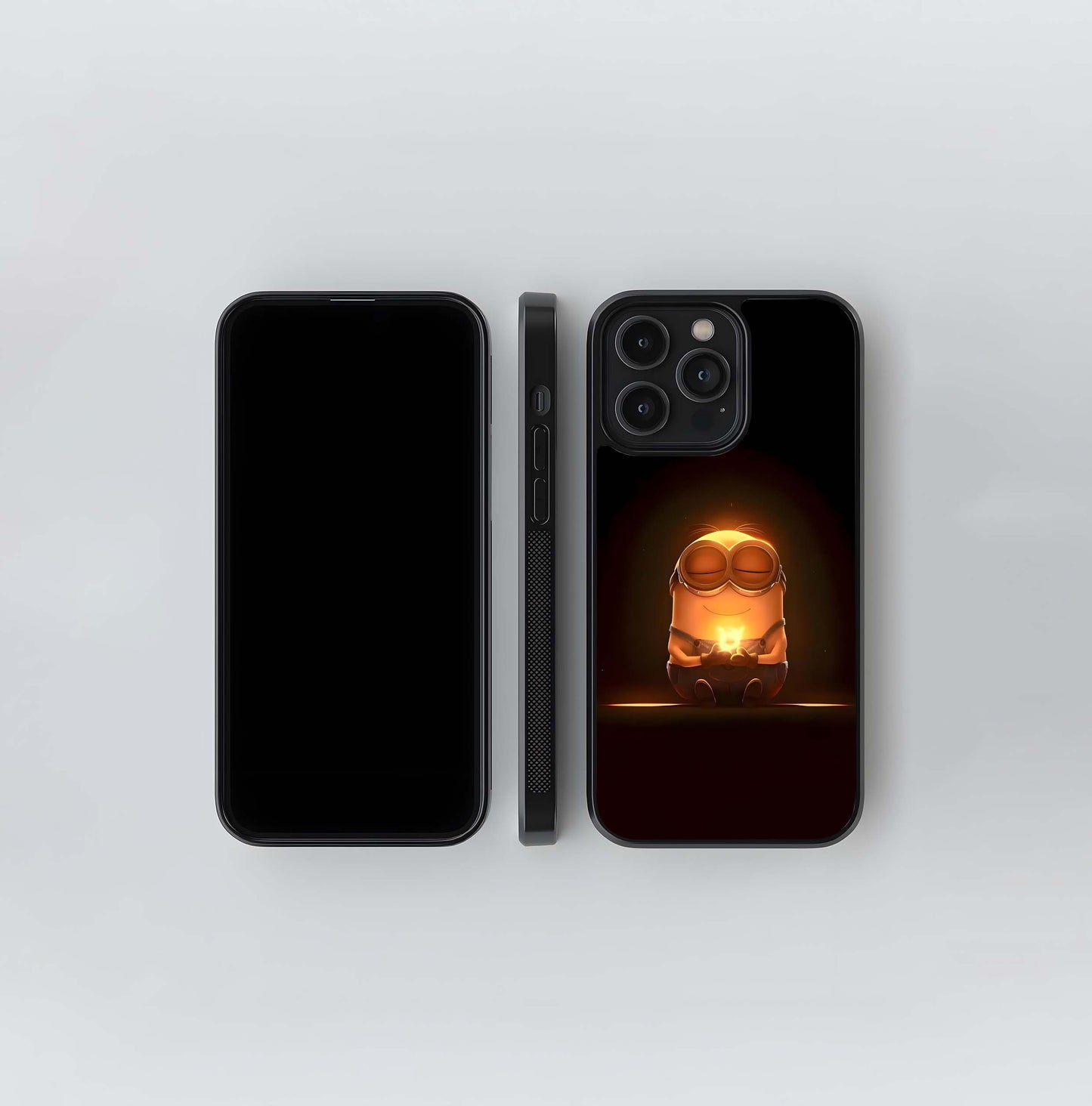 Meditating Minion with Glowing Ember Glass Case