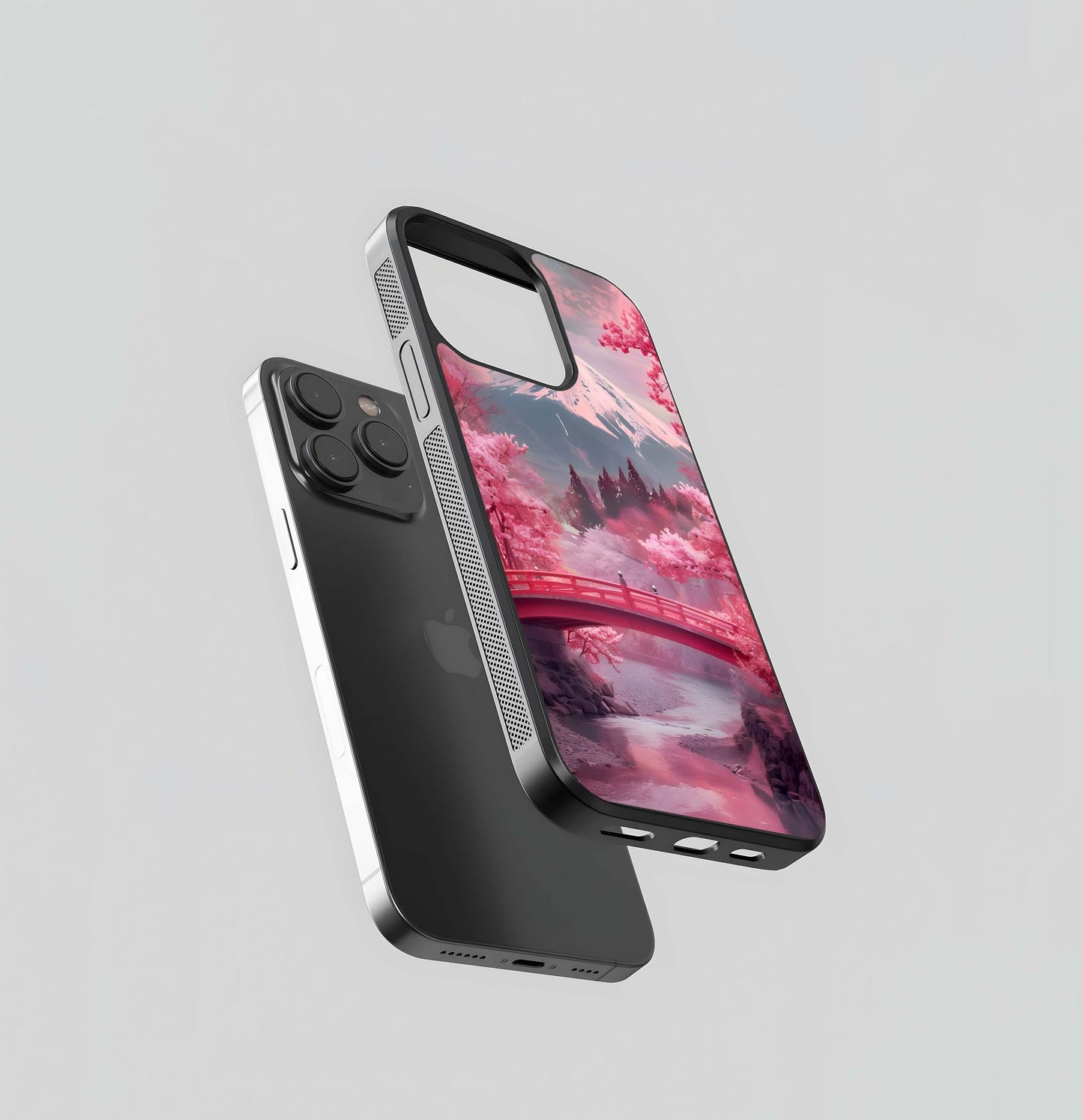 Pink Cherry Blossom Fuji Glass Case