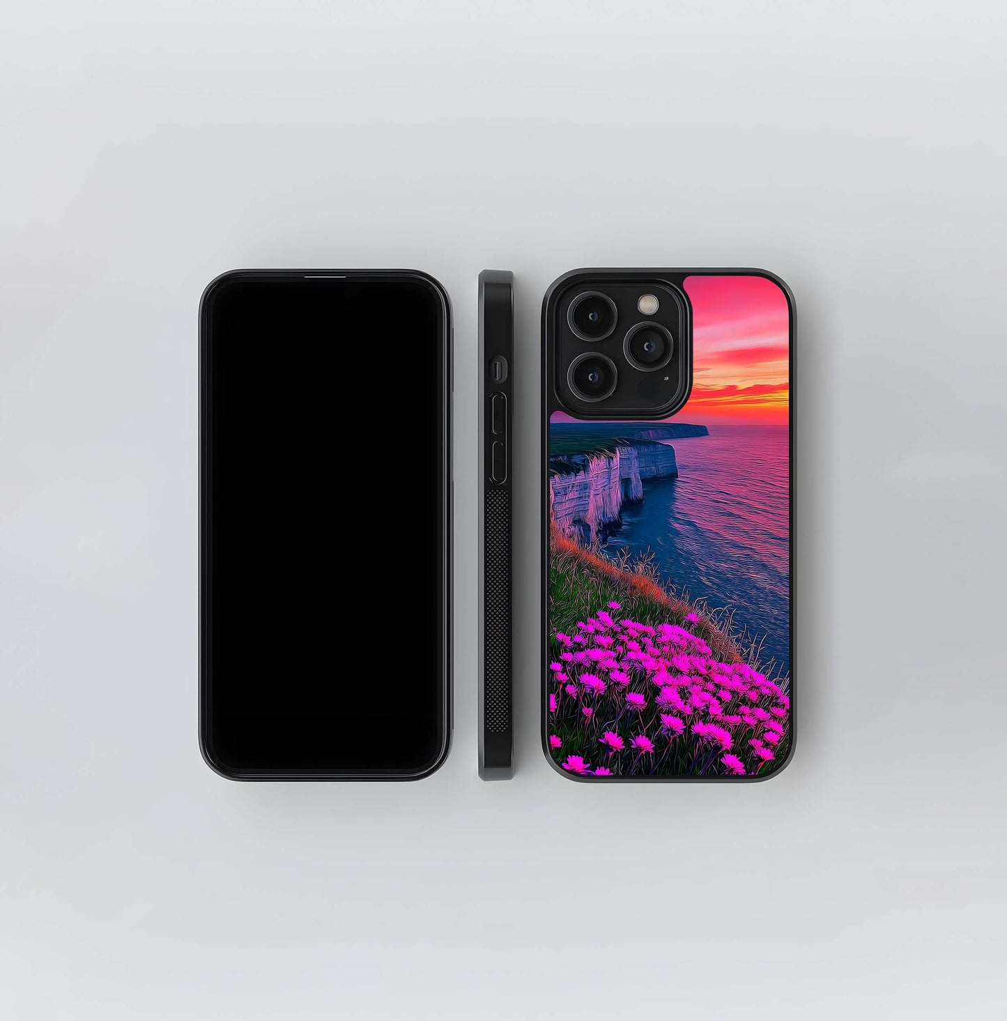 Pink Cliffside Sunset Glass Case