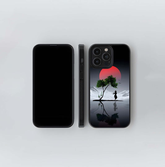 Radha-Krishna Sunset Reflection Glass Case