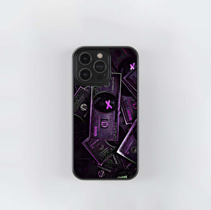 Violet X-Marked Cash Stack Glass Case