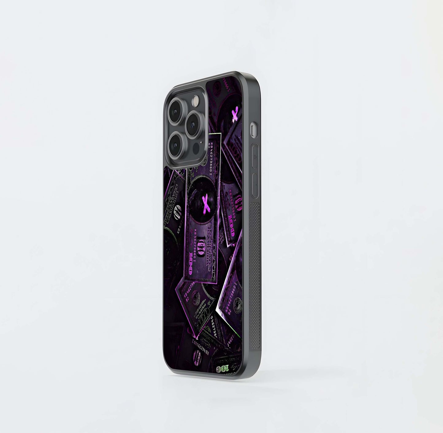 Violet X-Marked Cash Stack Glass Case