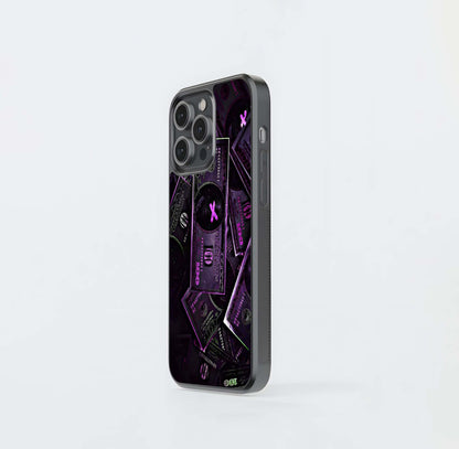 Violet X-Marked Cash Stack Glass Case