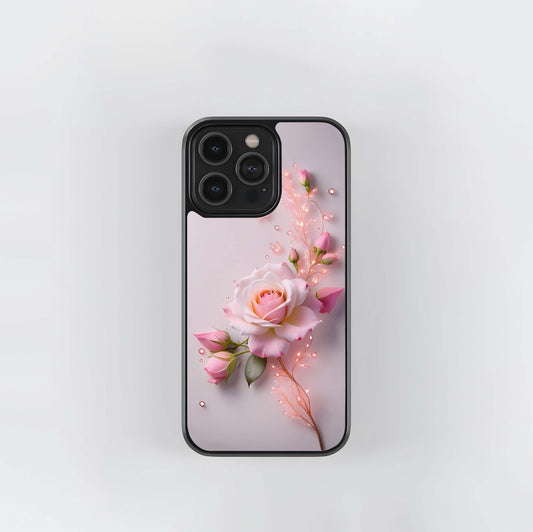 Pink Rose Fairy Lights Glass Case