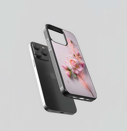 Pink Rose Fairy Lights Glass Case