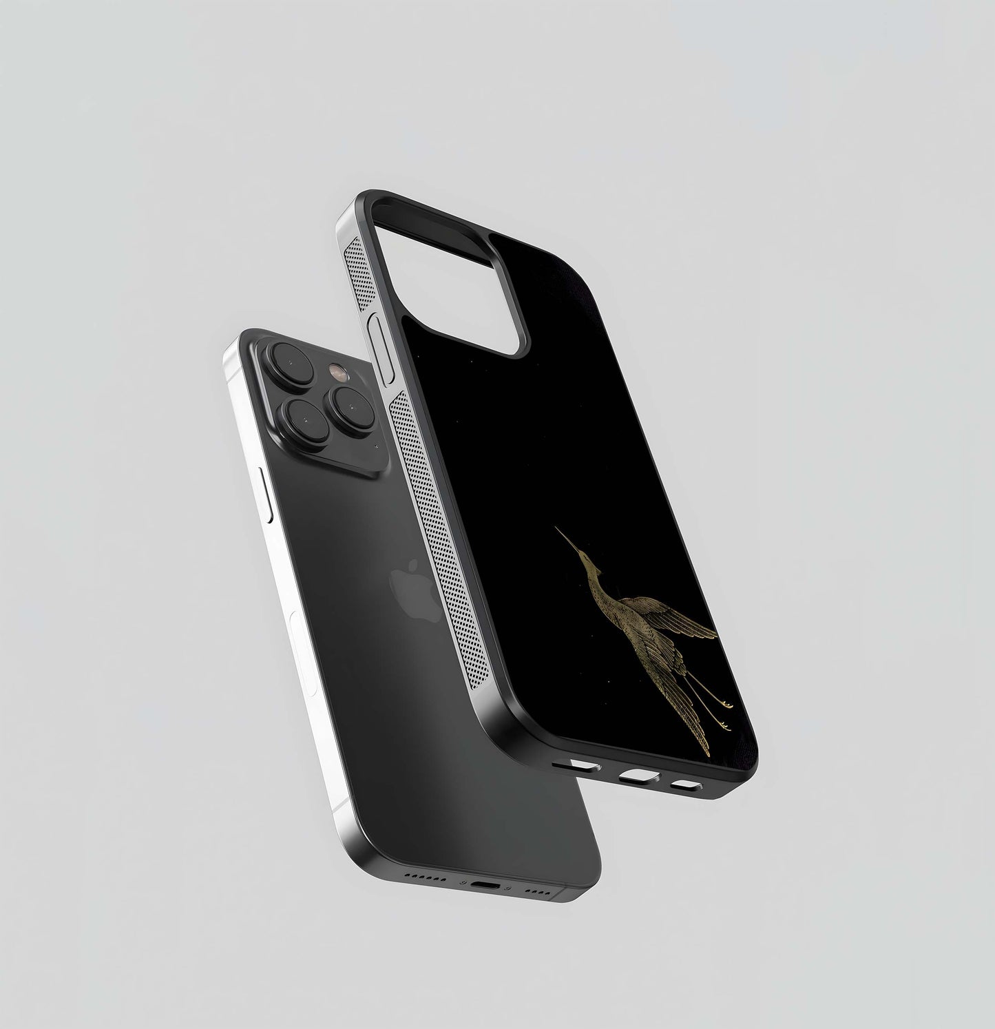 Minimalist Gold Bird Etching Glass Case