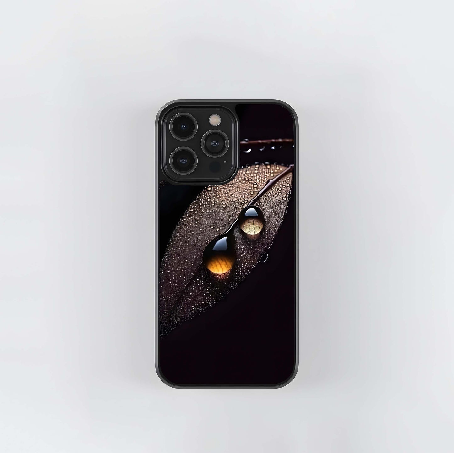 Water Drops on Translucent Leaves Glass Case