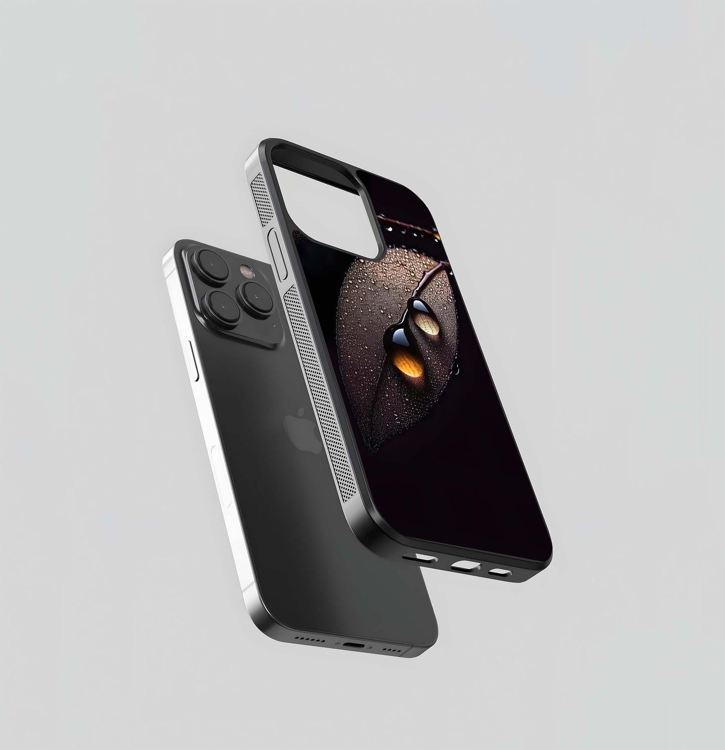 Water Drops on Translucent Leaves Glass Case