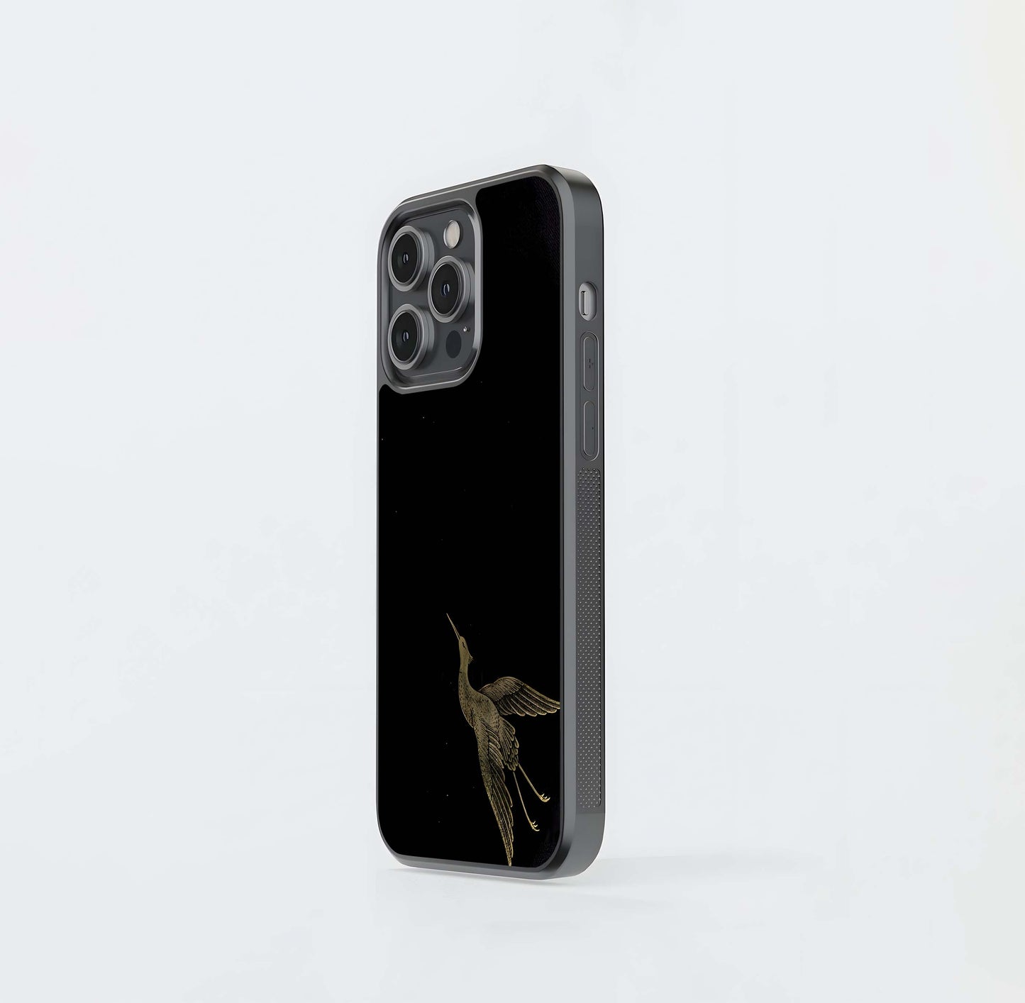 Minimalist Gold Bird Etching Glass Case
