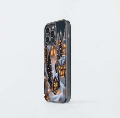 Cozy Winter Miniature Village Glass Case