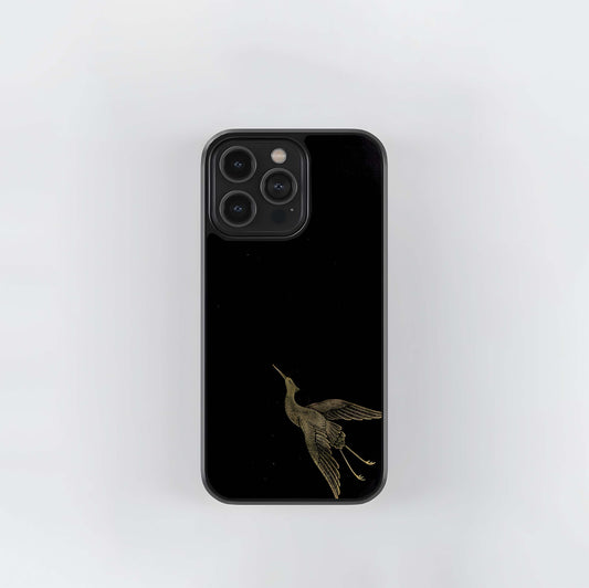 Minimalist Gold Bird Etching Glass Case