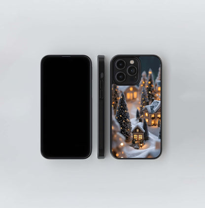 Cozy Winter Miniature Village Glass Case