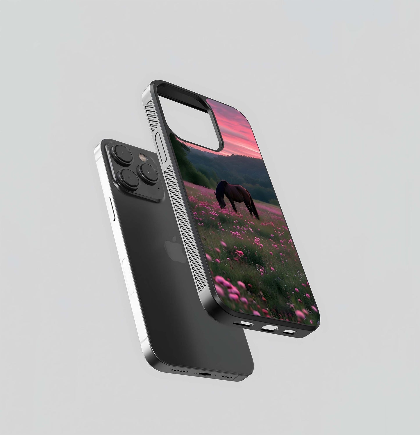 Pink Sunset Horse Meadow Glass Case