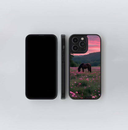 Pink Sunset Horse Meadow Glass Case
