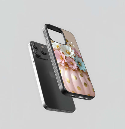 Polka Dot Pumpkin Bouquet Glass Case